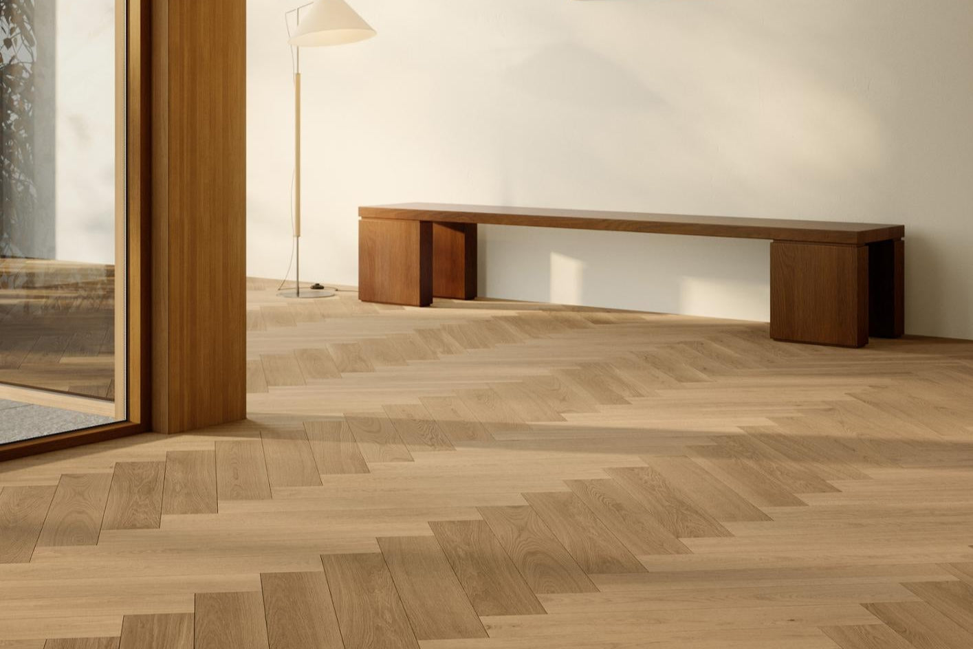 Bauwerk Vectorpark Crema 35 gebürstet – zeitlose Eleganz im Fischgrät-Format